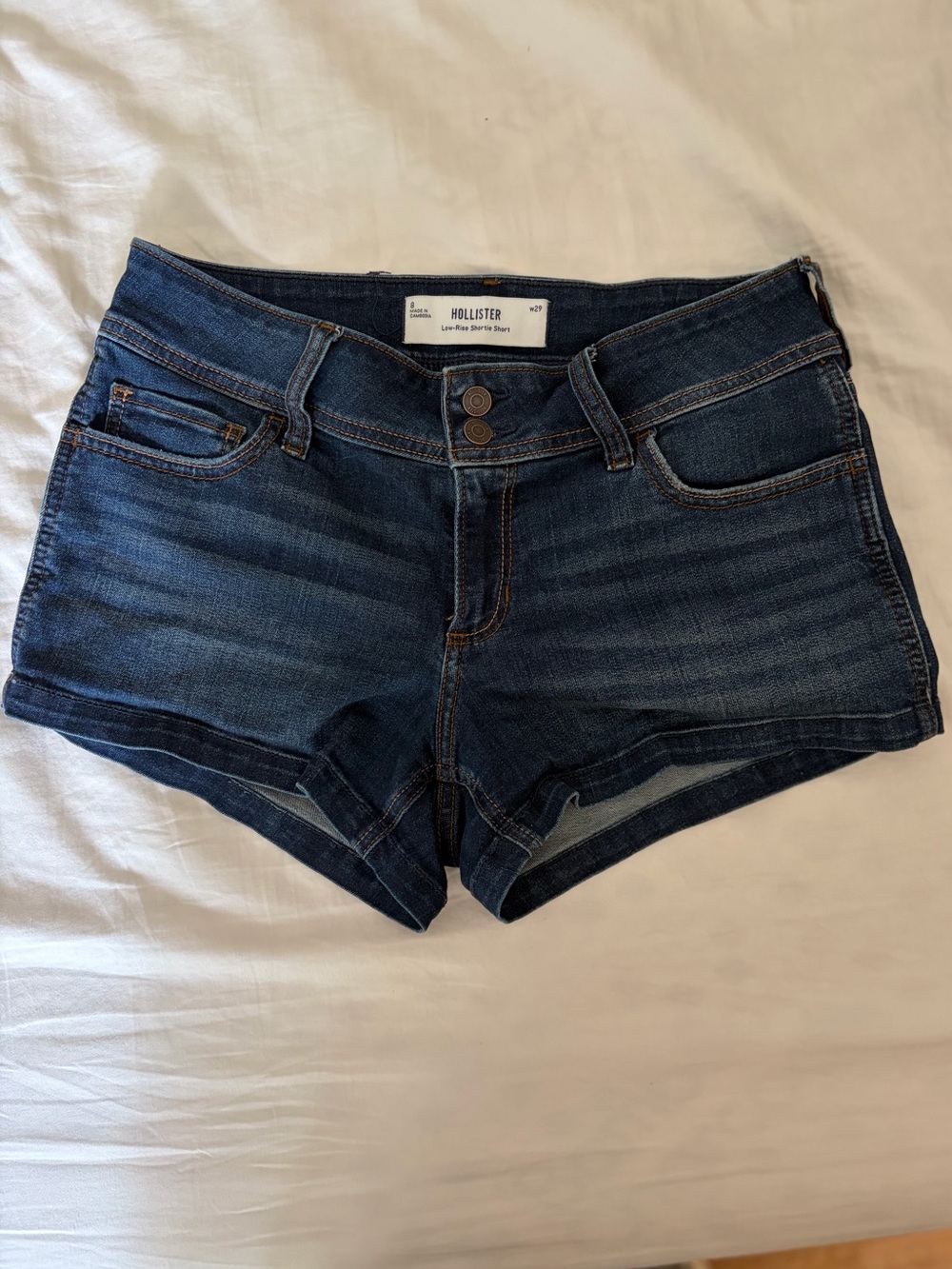 Hollister Dark Indigo Low-Rise Denim Shorts - women’s 8